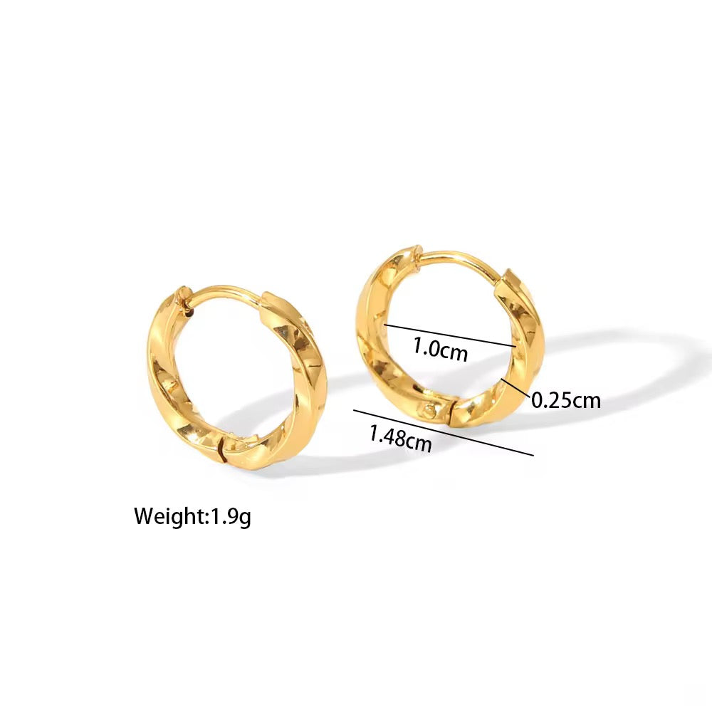 Small Twisted Circles Gold Plated Earrings
