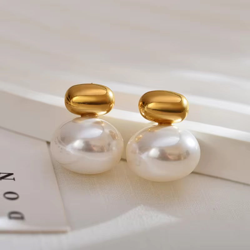 Gold-Plated Pearl Drop Earrings â€“ Classic and Elegant