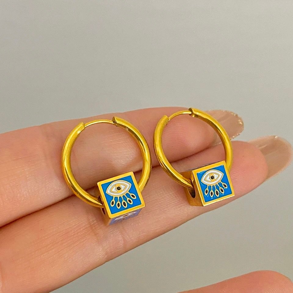 Vintage Cube Shaped Gold Plated Earrings