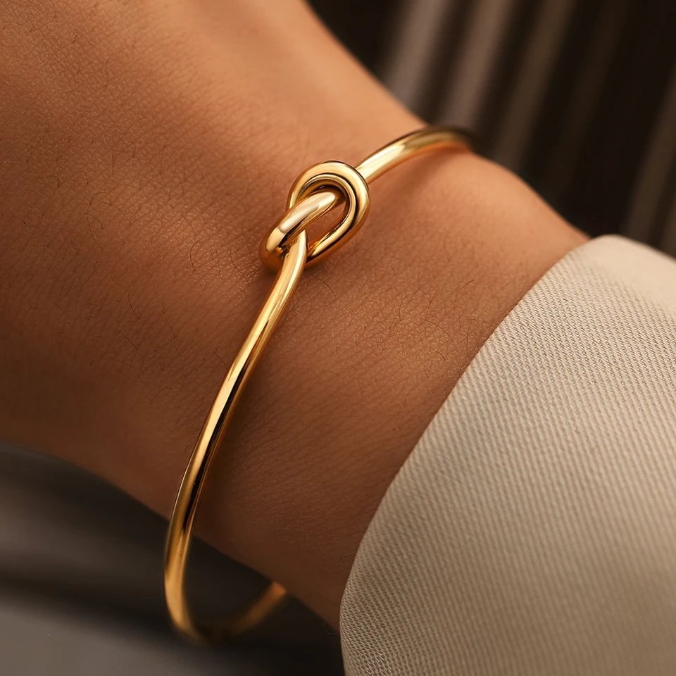 Knot Shaped Gold Plated Bangle