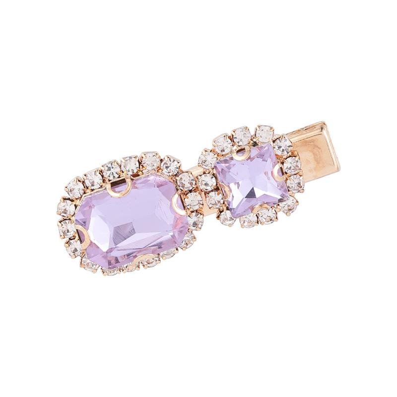 Retro Star Purple Rhinestone & Studded Diamonds Hairpin  -