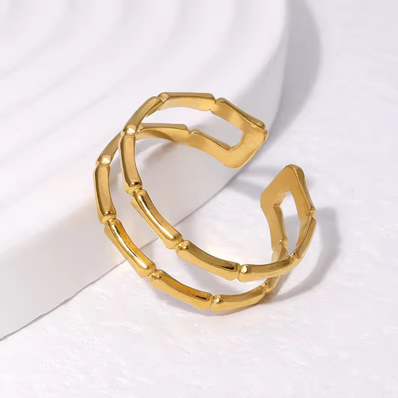 Multilayered Bamboo Adjustable Ring