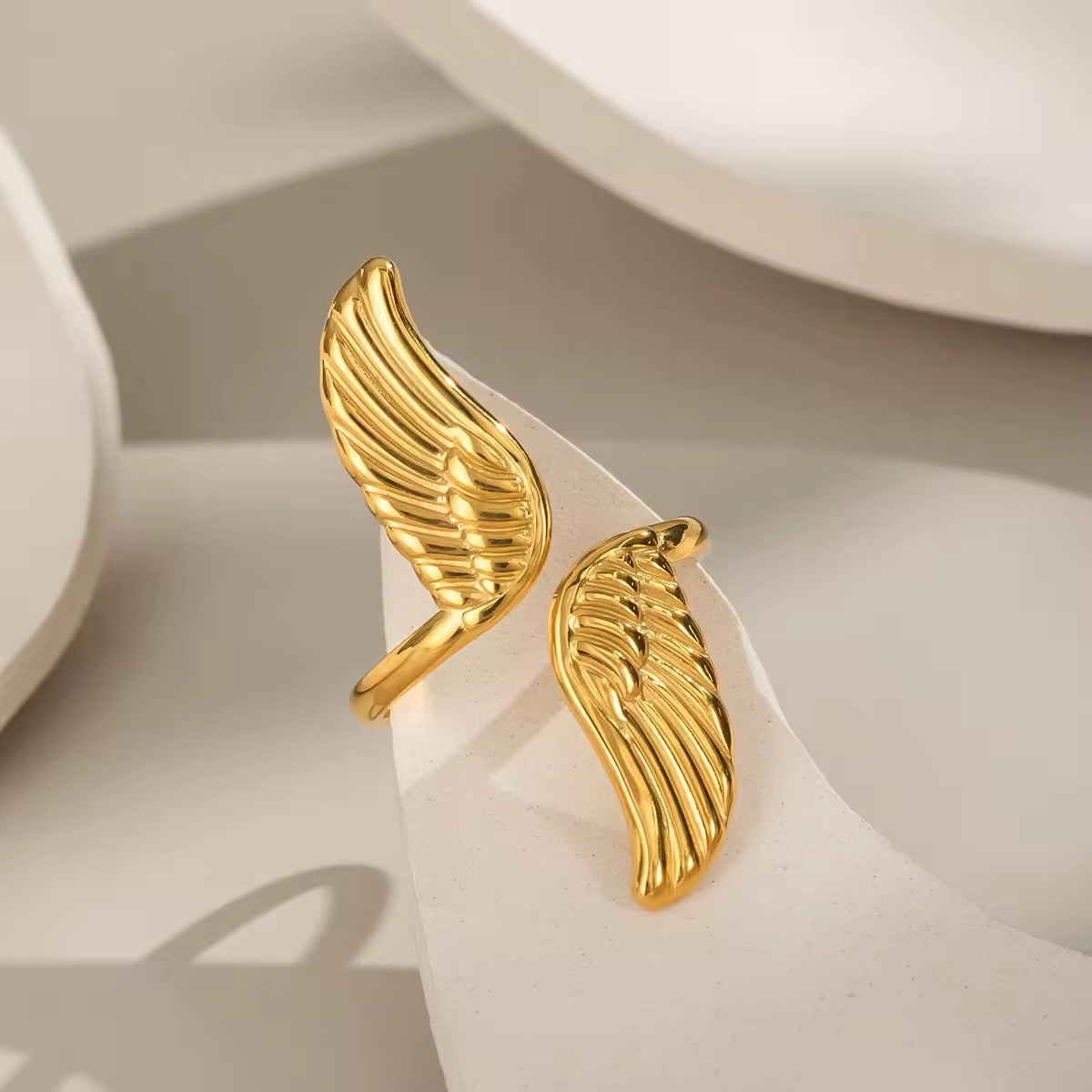 Gold Plated Winged Adjustable Ring