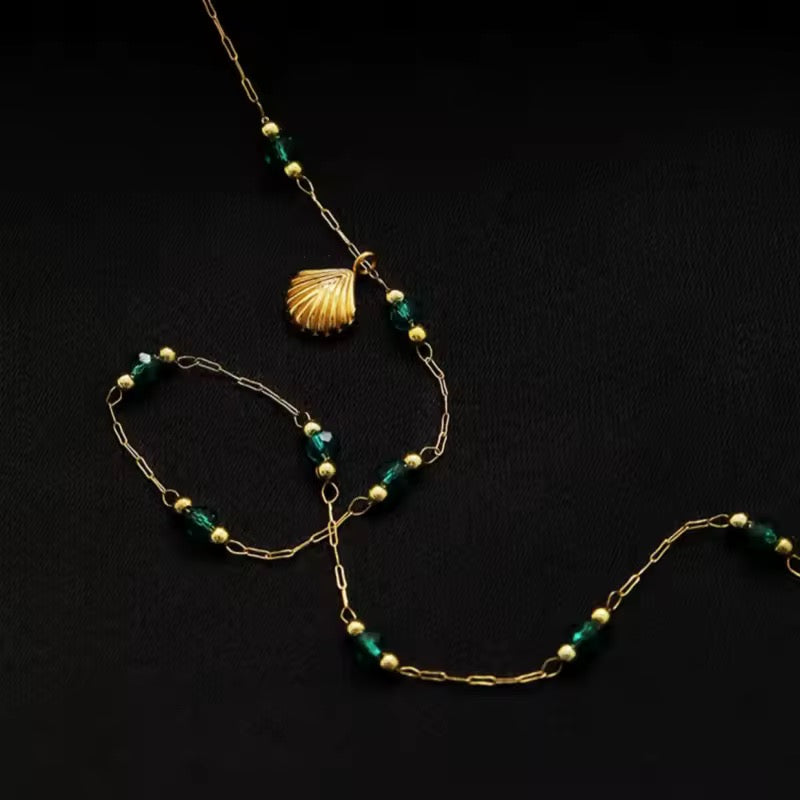 Elegant Green Crystal Studded Necklace