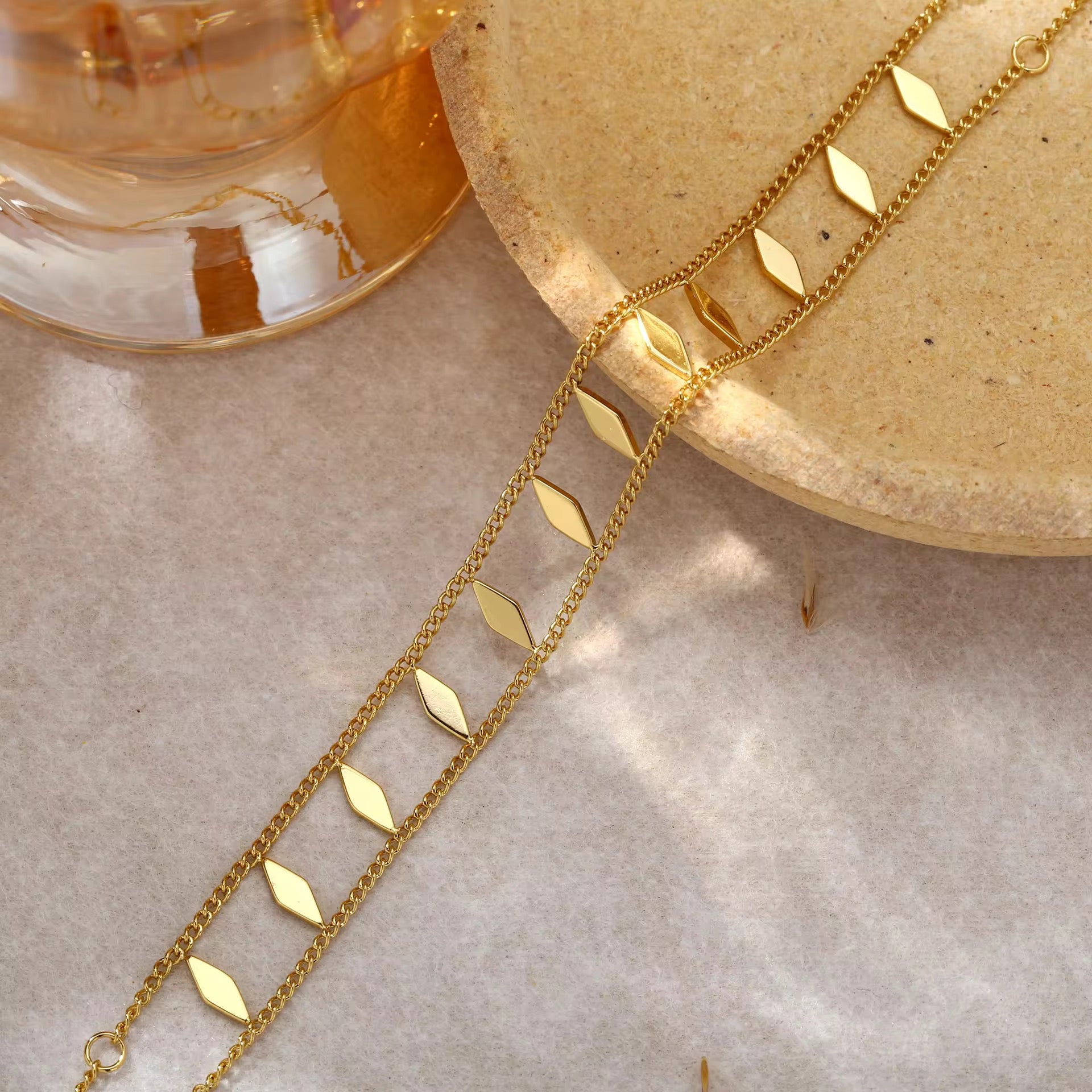 18K Gold Plated Double-Layer Diamond Station Bracelet