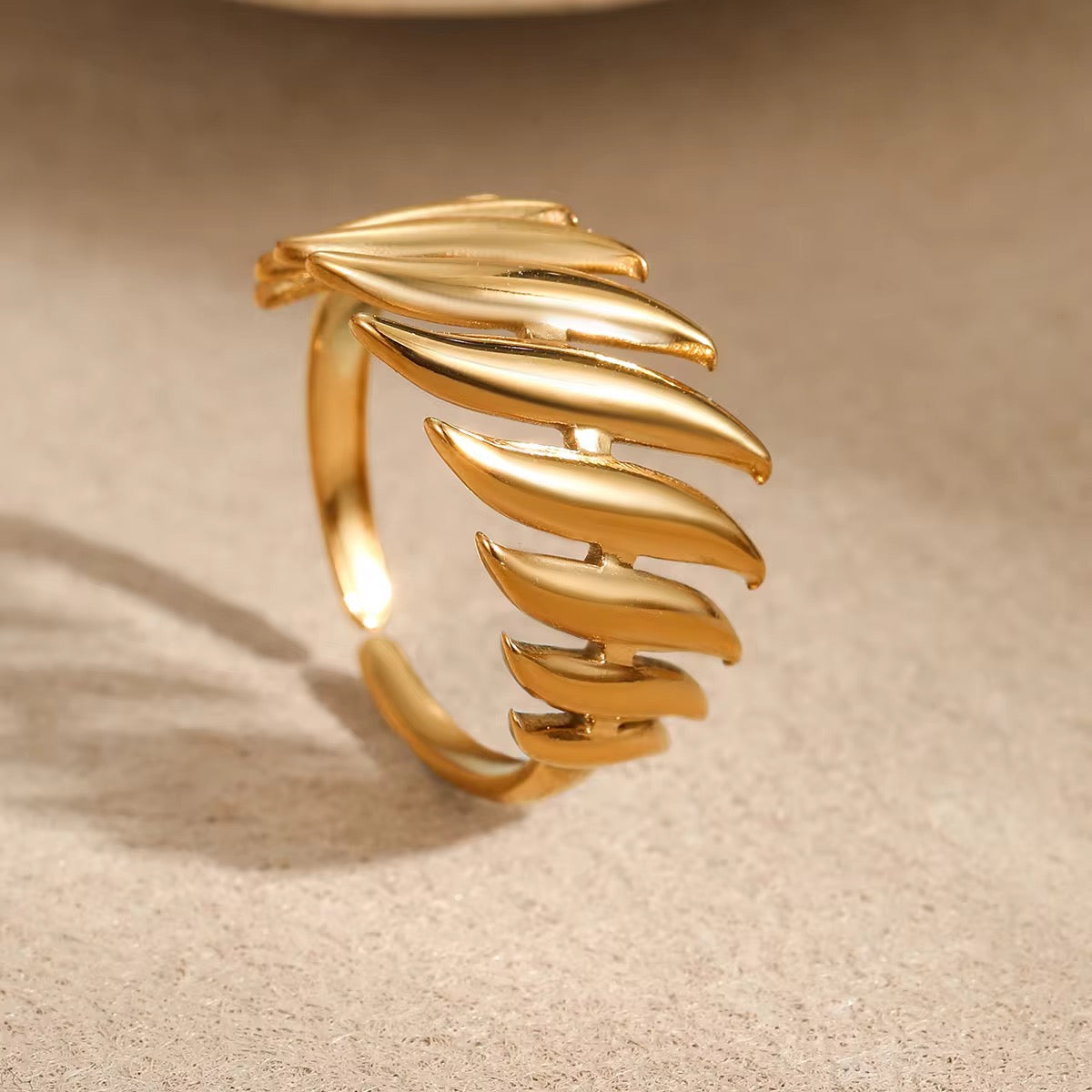Gold Plated Wave Edge Adjustable Ring