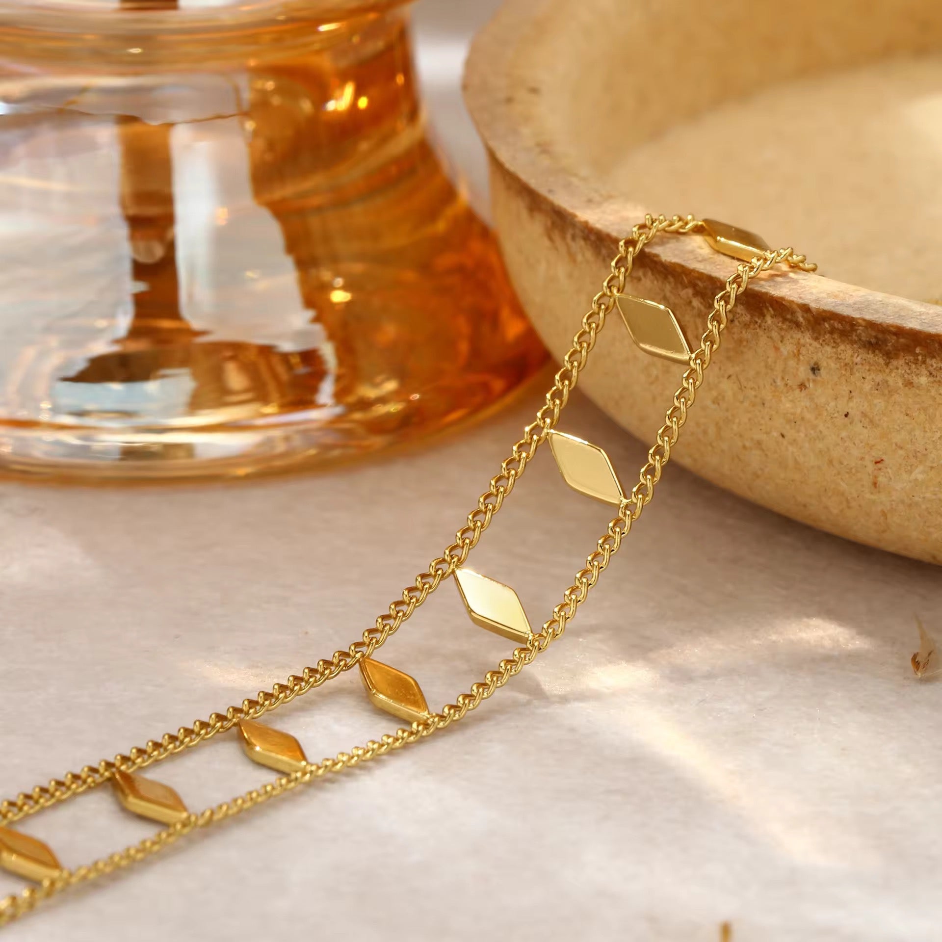 18K Gold Plated Double-Layer Diamond Station Bracelet
