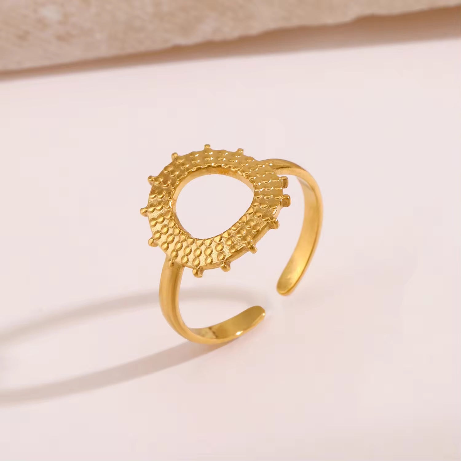 Gold Plated Adjustable Sunburst Ring