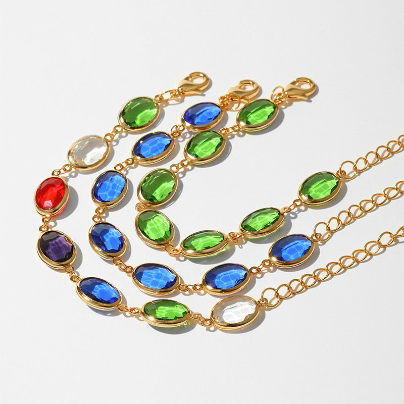 Gold-Plated Bracelet with Blue Gemstones