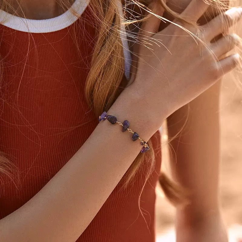 Amethyst Glow Natural Stone Bracelet