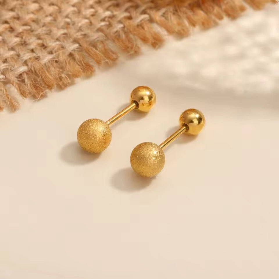 Gold Plated Textured Ball Stud Earrings