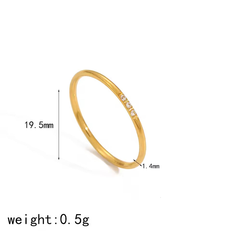 Thin Crystal Studded Waterproof Ring