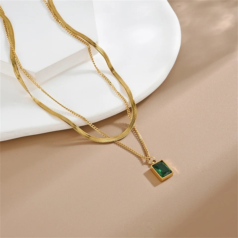 Vintage Green Crystal Double-Layered High-Quality Necklace