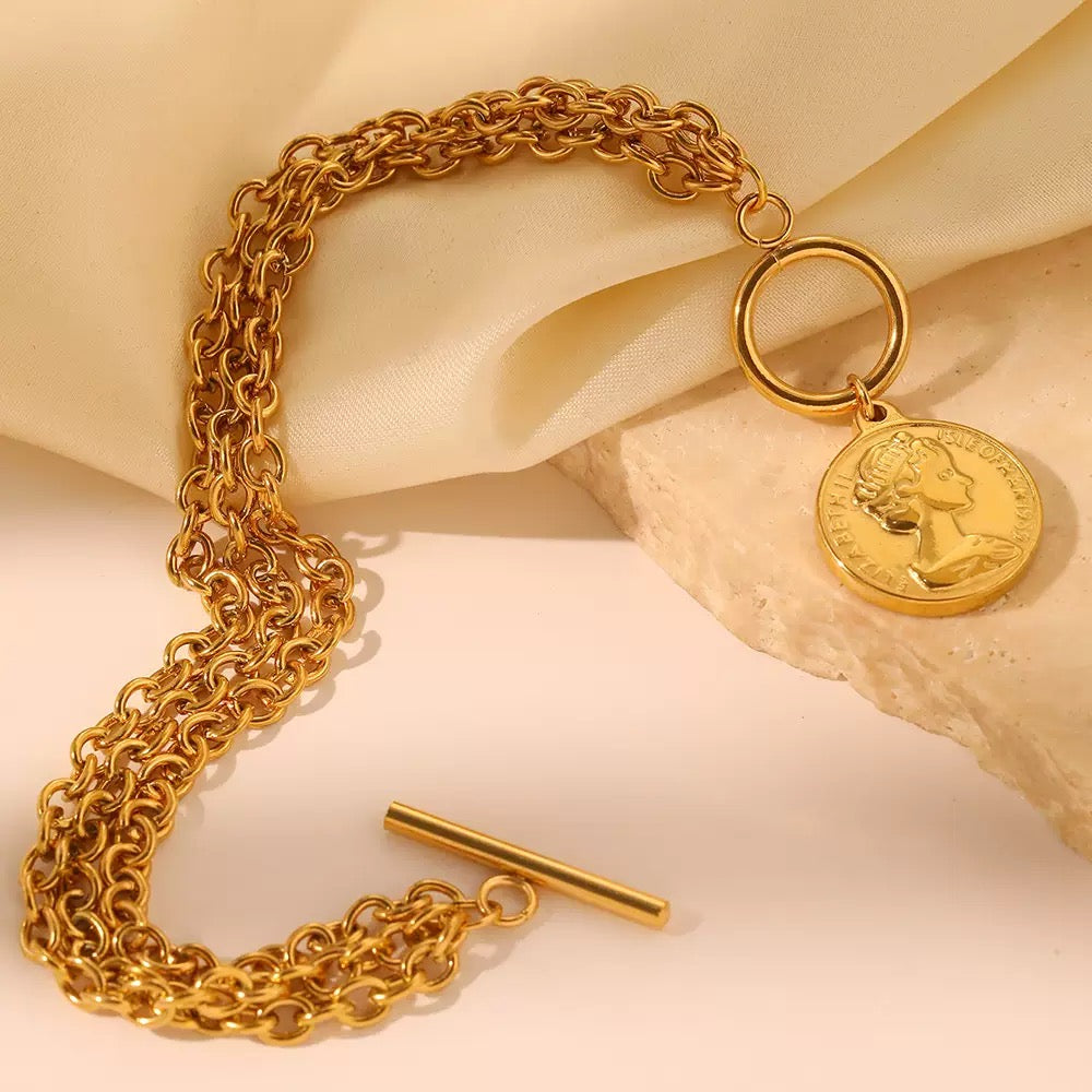 Aurelia Layered Coin OT Clasp Bracelet