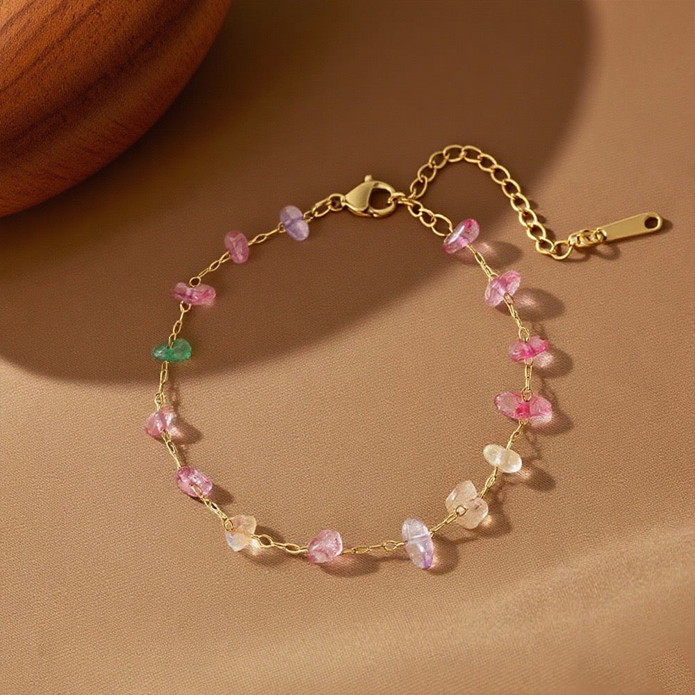 Thick Chained Multi-Charm Waterproof Blue Stone Bracelet