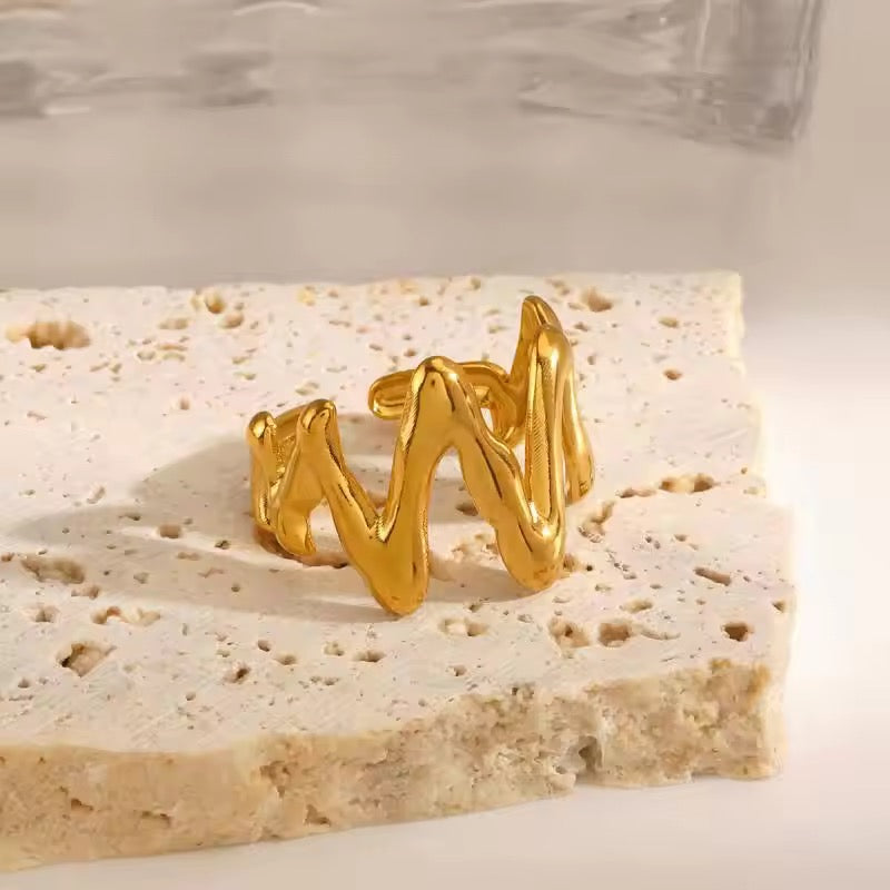 Adjustable Gold Plated Zigzag Ring