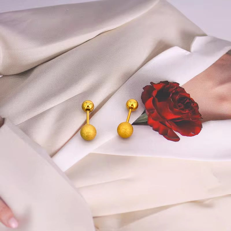 Gold Plated Textured Ball Stud Earrings