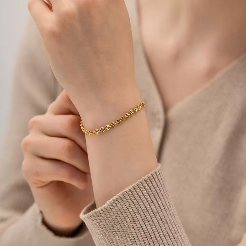 Gold Plated Heart Link Bracelet