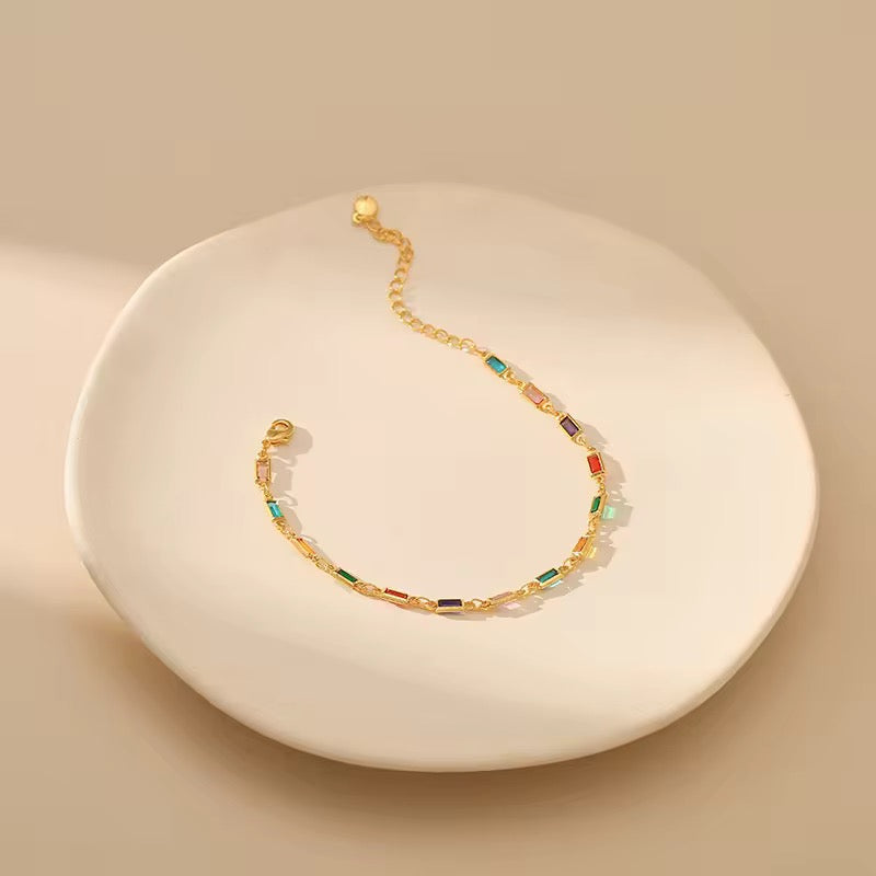 Rainbow baguette Gold Plated Bracelet