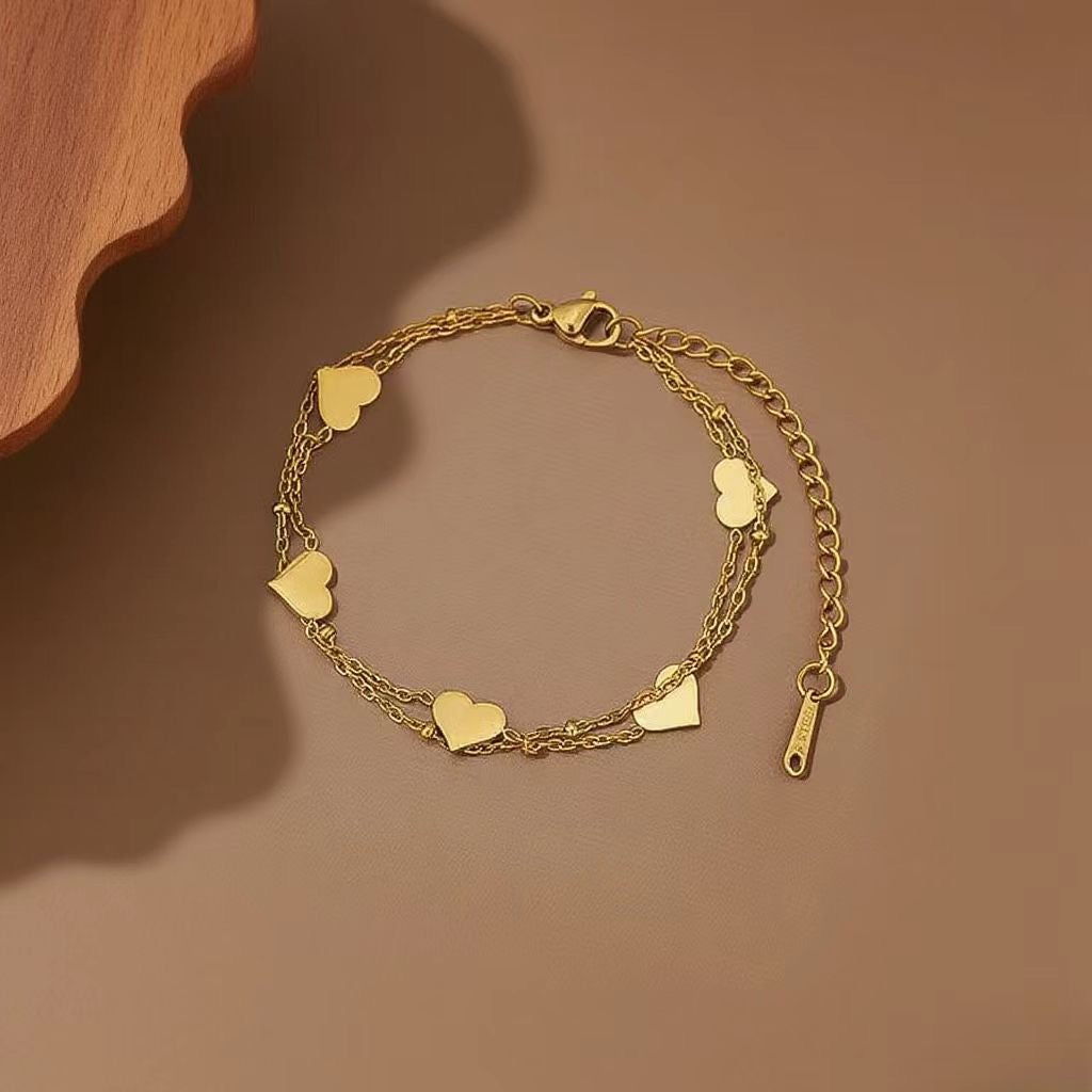 Gold Plated Forever Golden Hearts Anklet