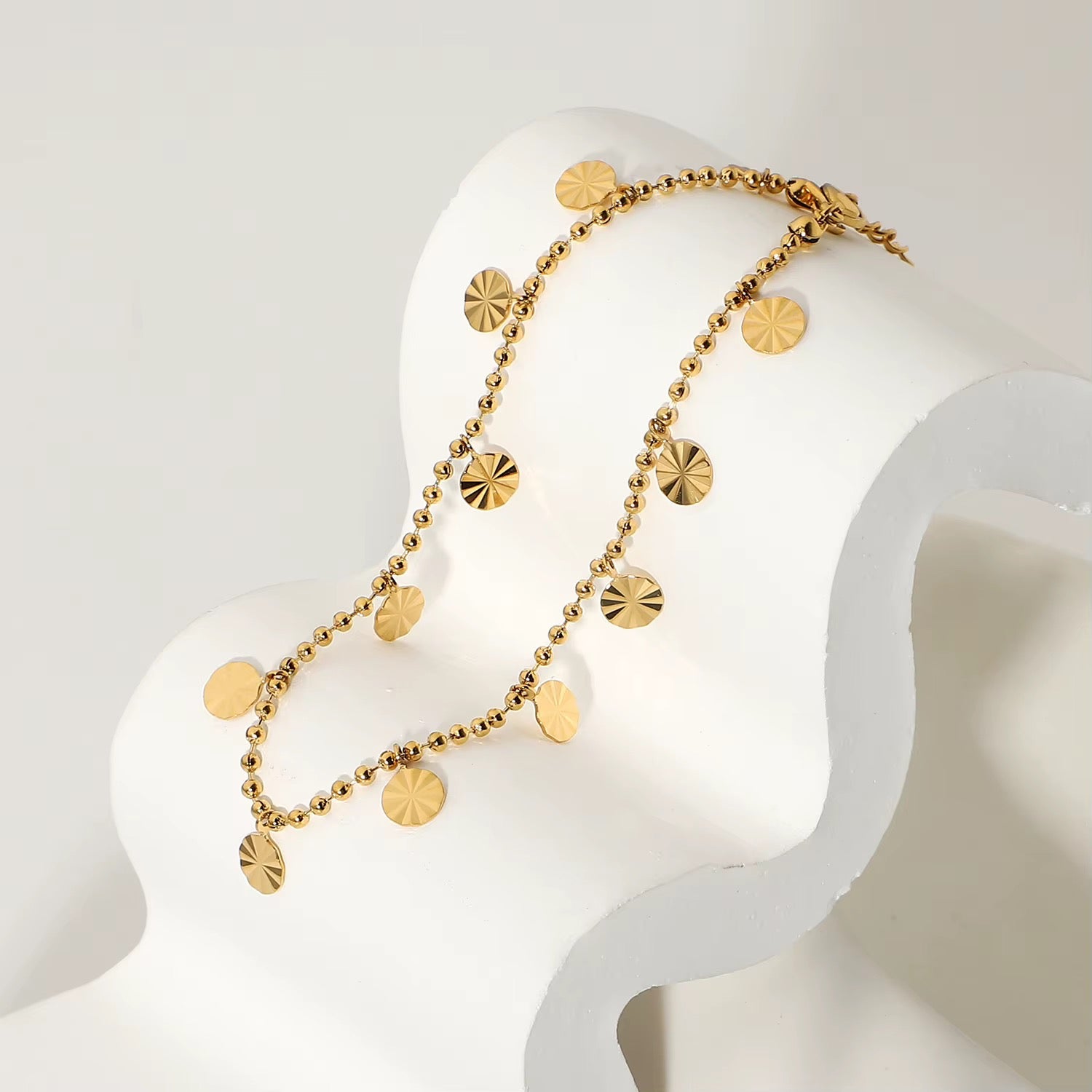 Sunburst Charm Dainty Gold Anklet