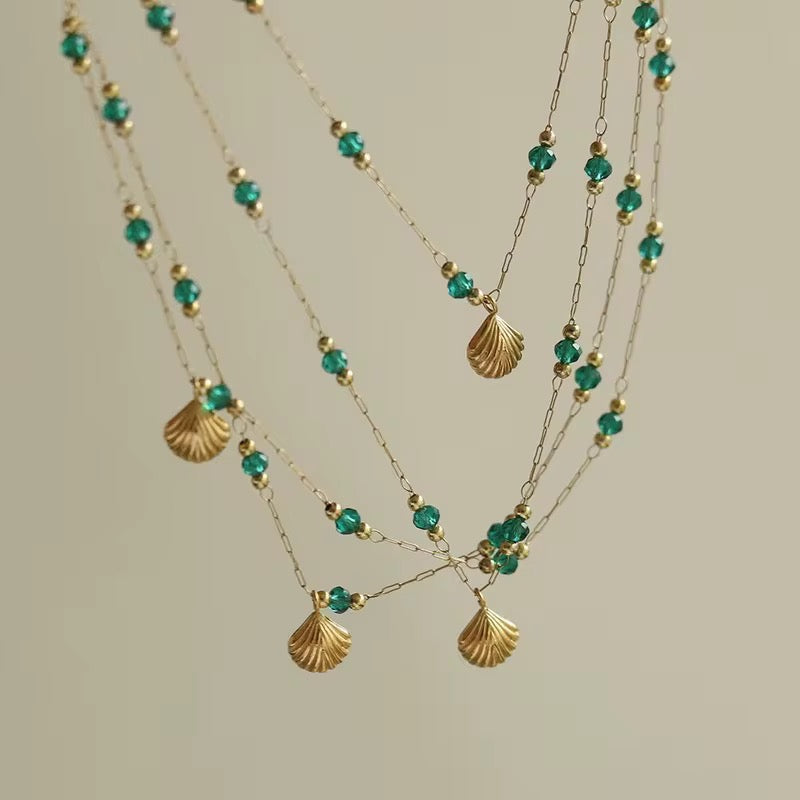 Elegant Green Crystal Studded Necklace