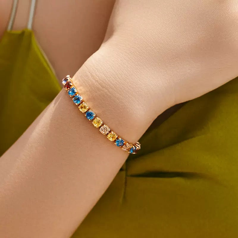 18K Gold Plated Rainbow Tennis Bracelet