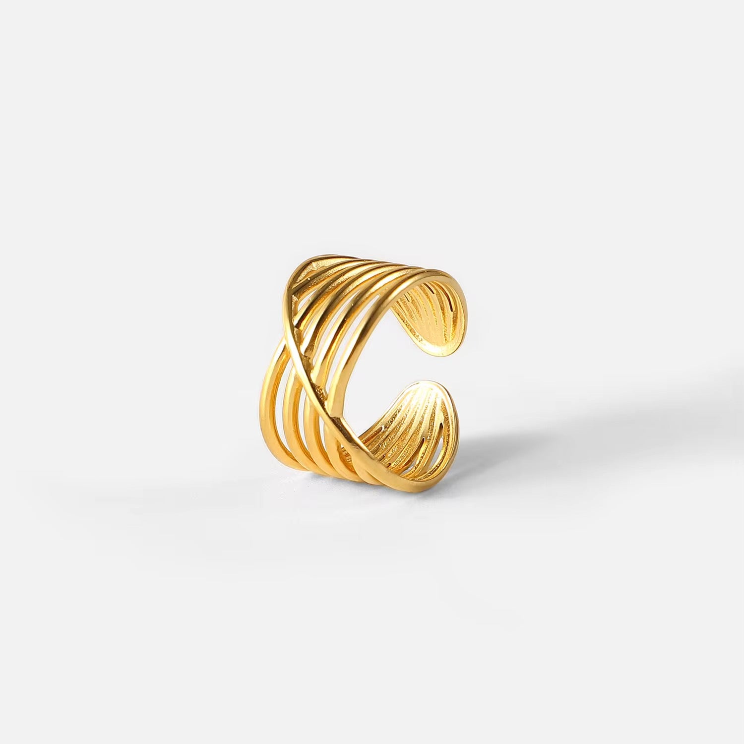 Gold Plated Multi-Band Crossover Ring