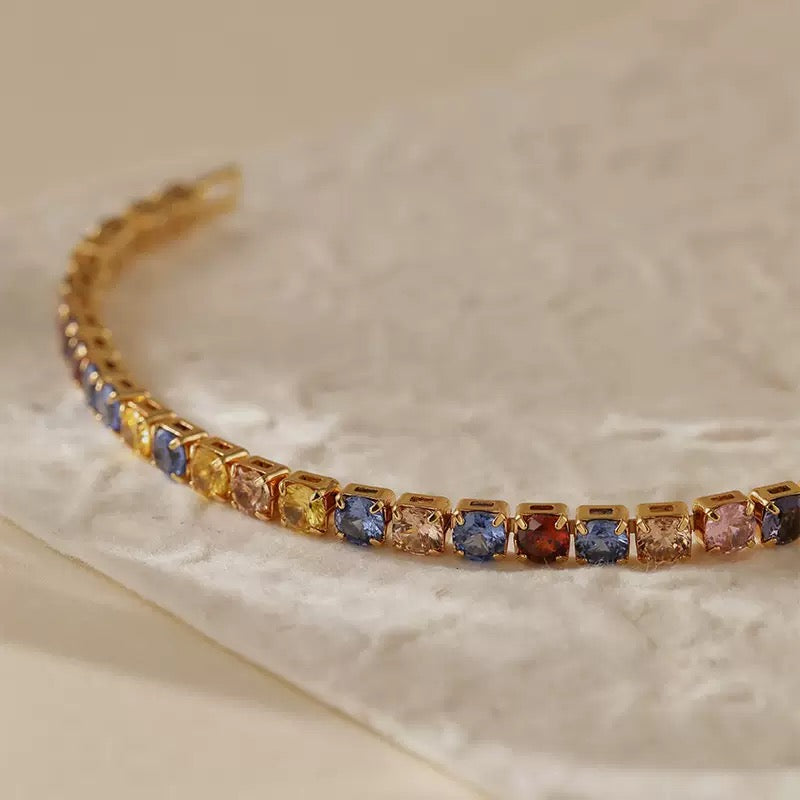 18K Gold Plated Rainbow Tennis Bracelet