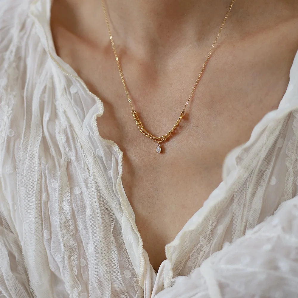 Golden Layered Drape Pendant Necklace
