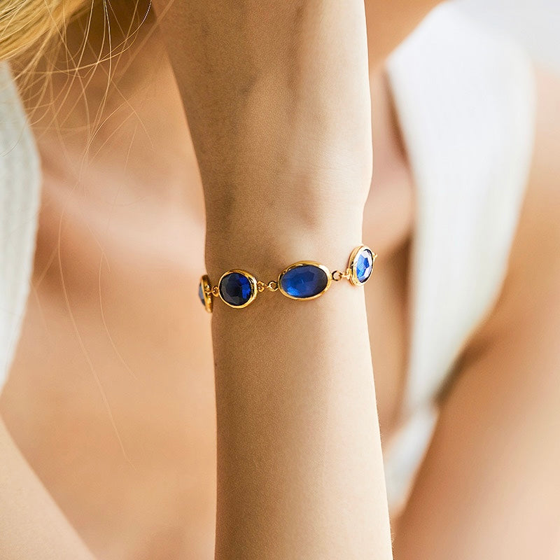 Gold-Plated Bracelet with Blue Gemstones