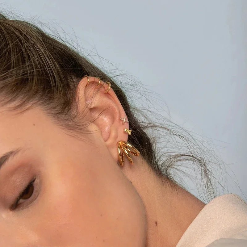 Multi-Layered Gold Plated Earrings