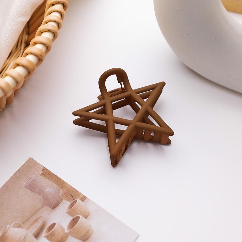 French Large Five-Pointed Star Hair Clip Catcher - Brown