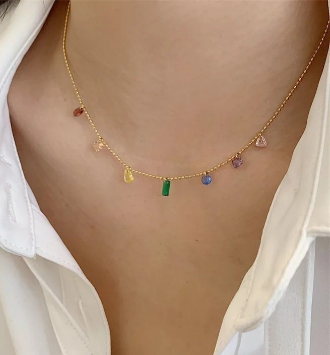 Multi-Colored Crystal-Studded Necklace