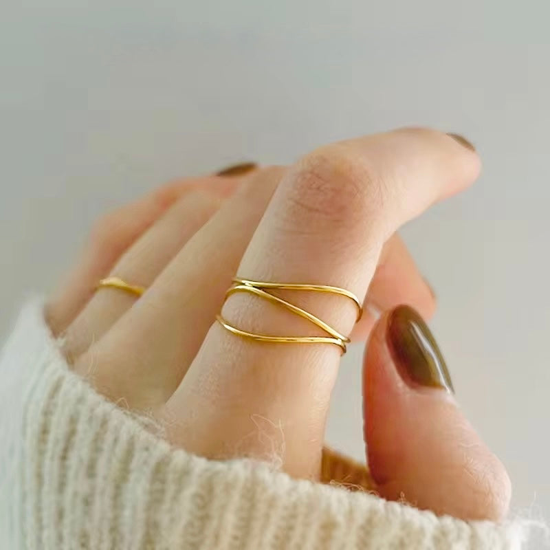 Gold-Plated Intertwined Band Ring