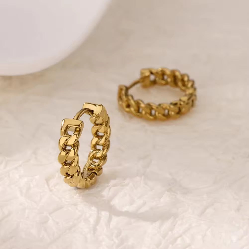 Gold Plated Chain Link Hoop Earrings