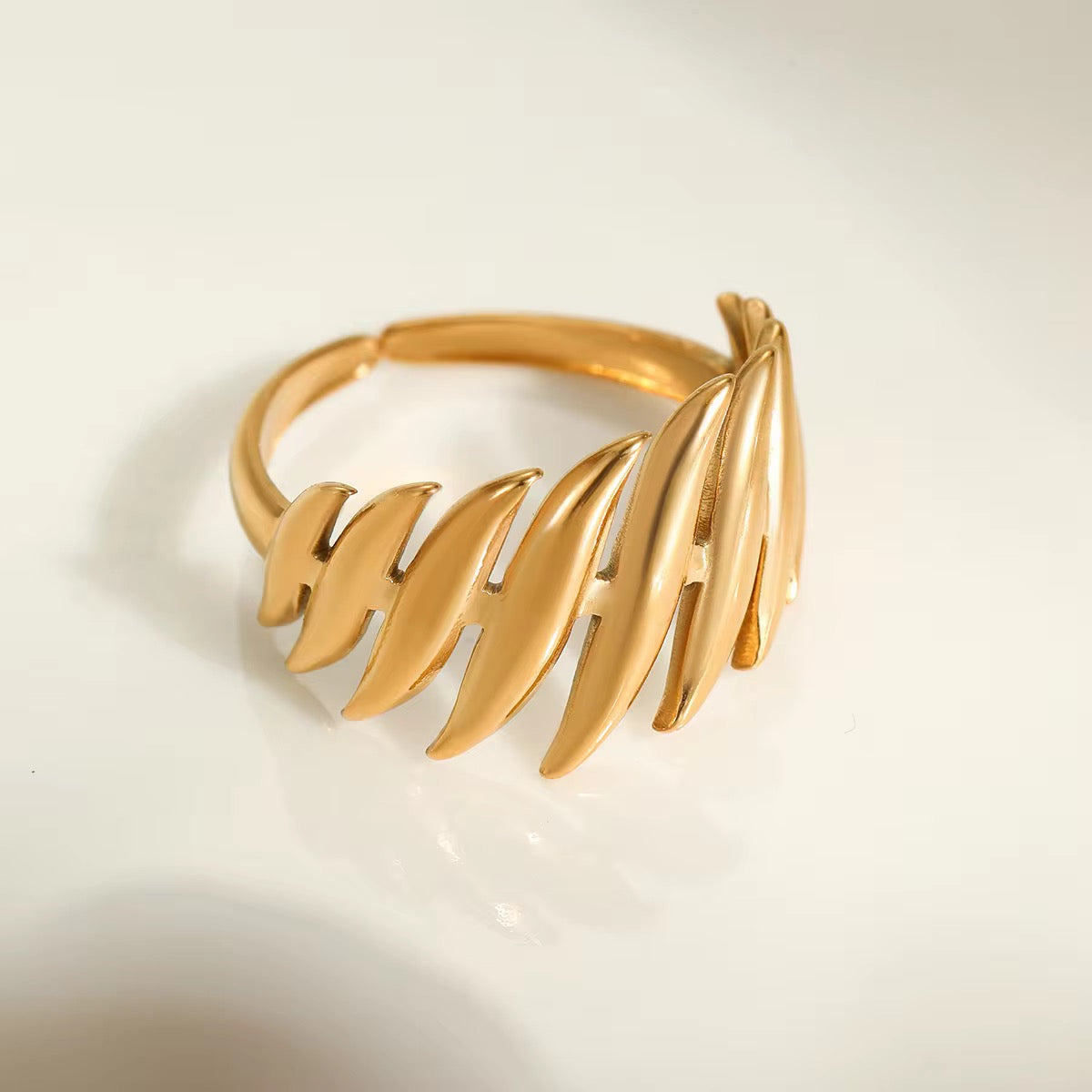 Gold Plated Wave Edge Adjustable Ring