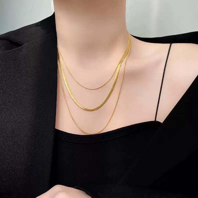 Gold-Tone Layered Snake Chain Necklace