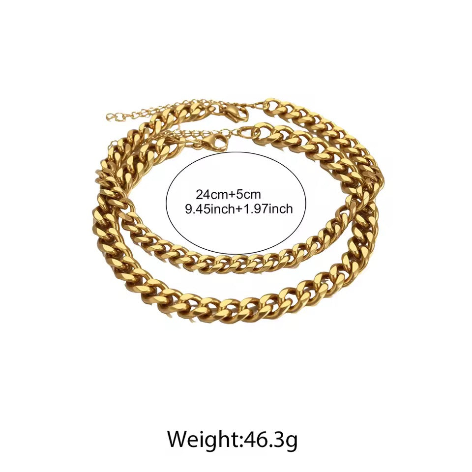Golden Cuban Layered Beach Anklet
