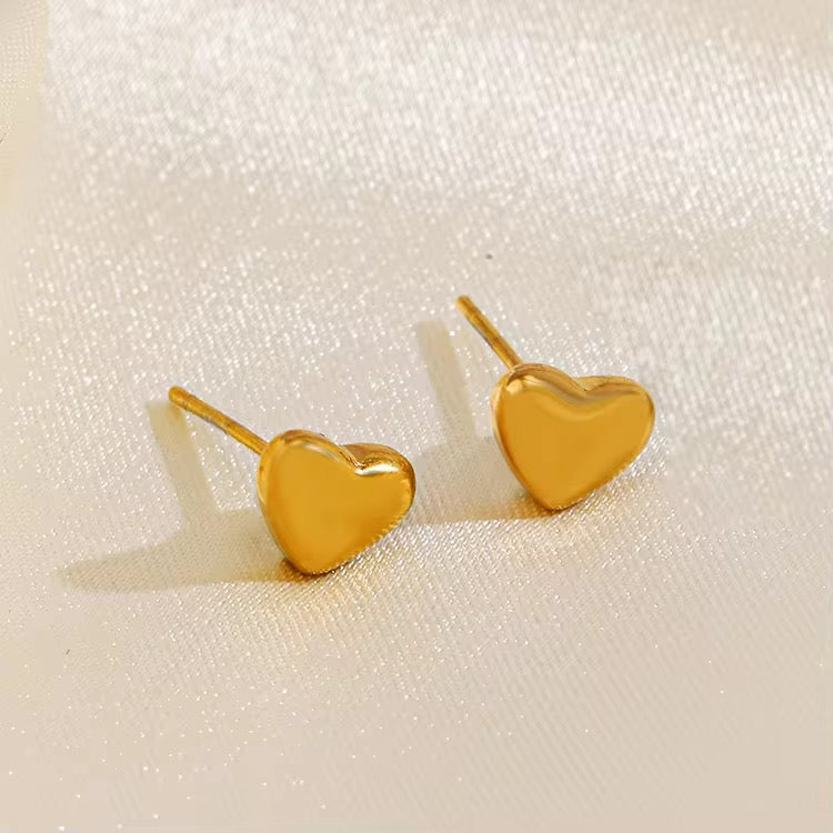 Minimal Heart Shaped gold plated Studs