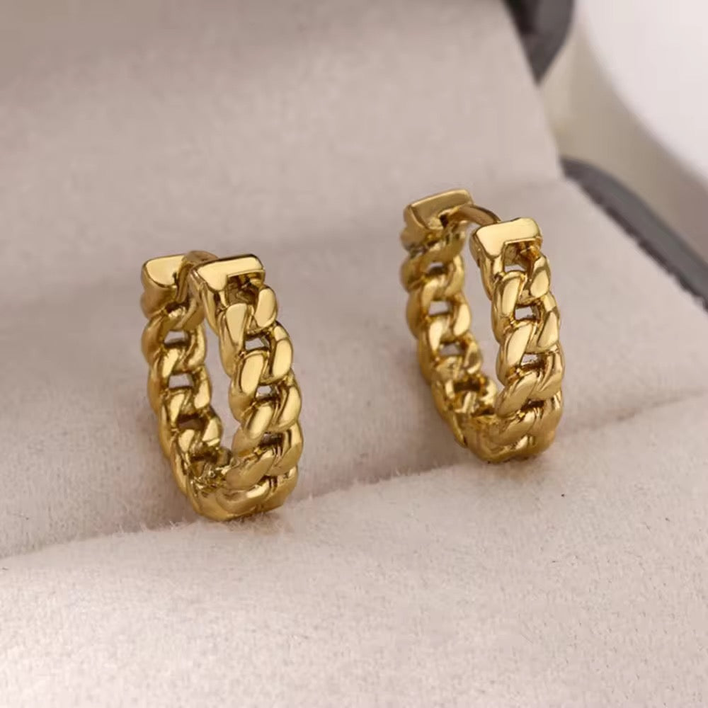 Gold Plated Chain Link Hoop Earrings