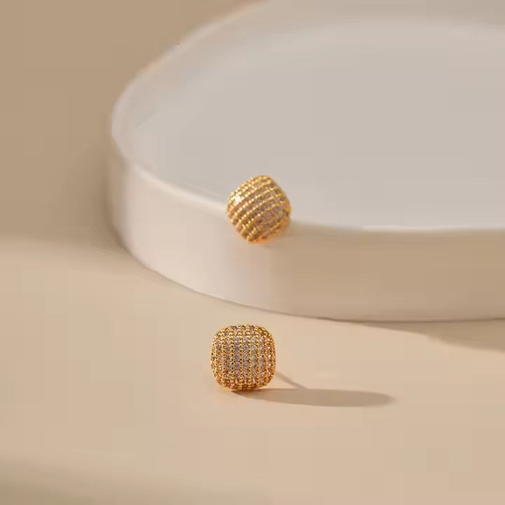 Gold-Plated Cushion Cut PavÃ© Studs