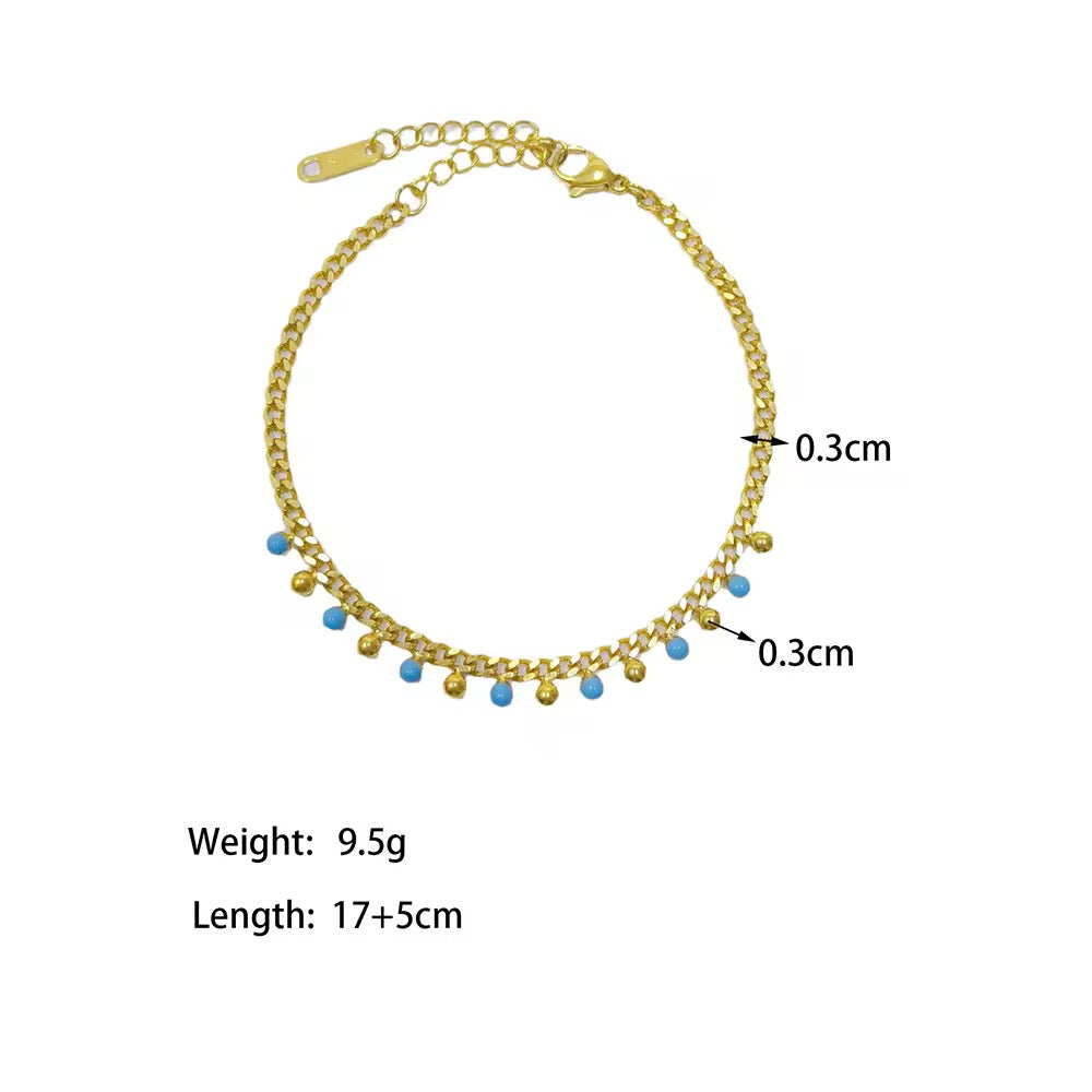 Turquoise Beads Classic Gold Plated Bracelet