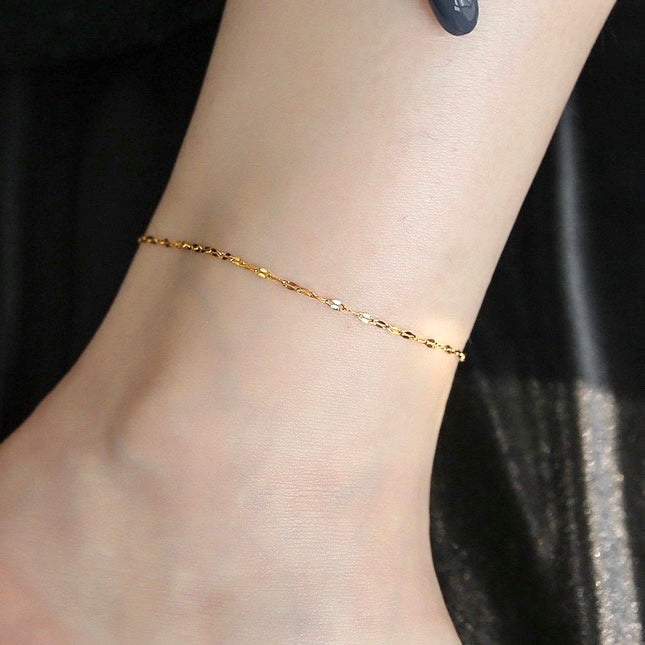 Delicate Gold Plated Adjustable Beaded Anklet