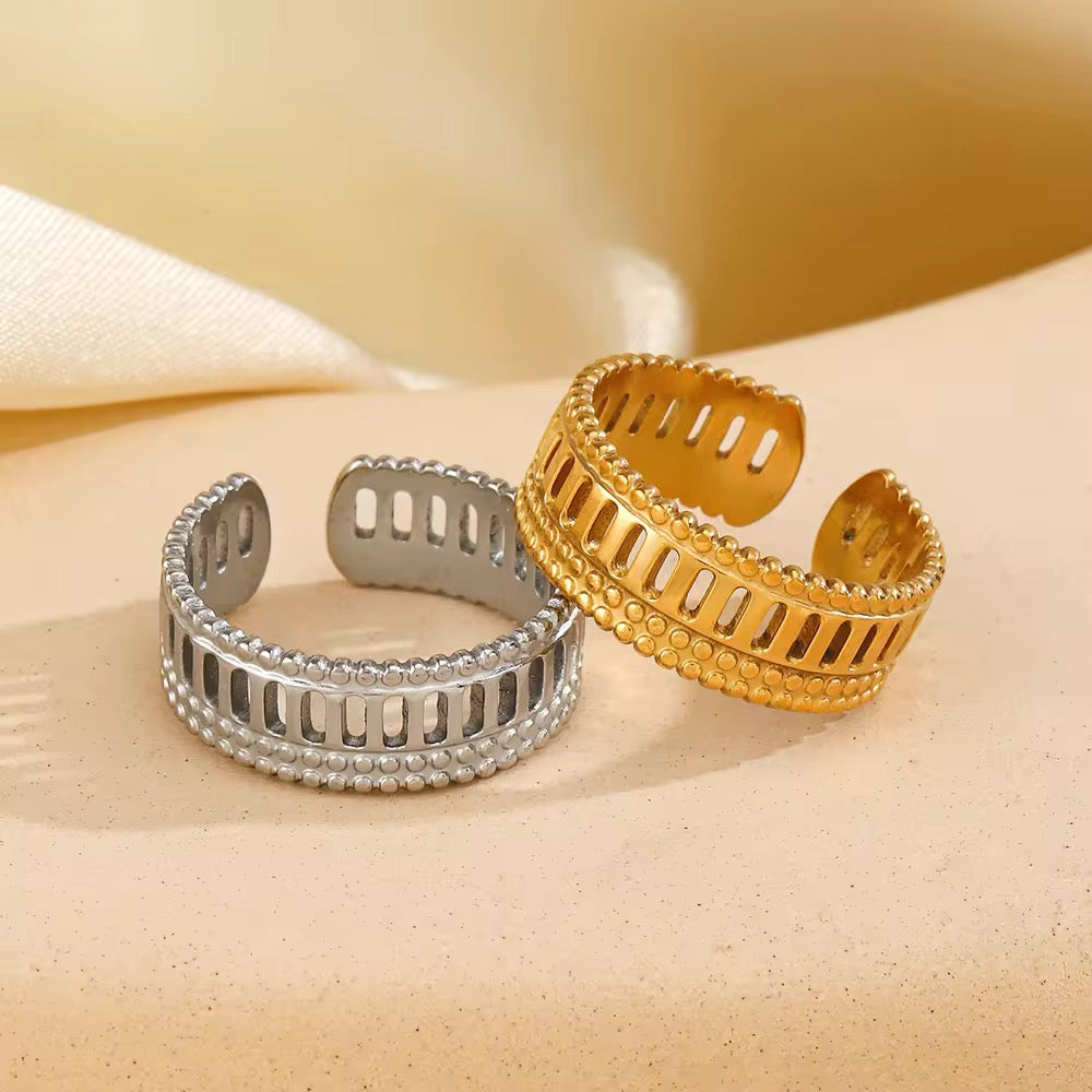 Gold Plated Textured Adjustable Ring