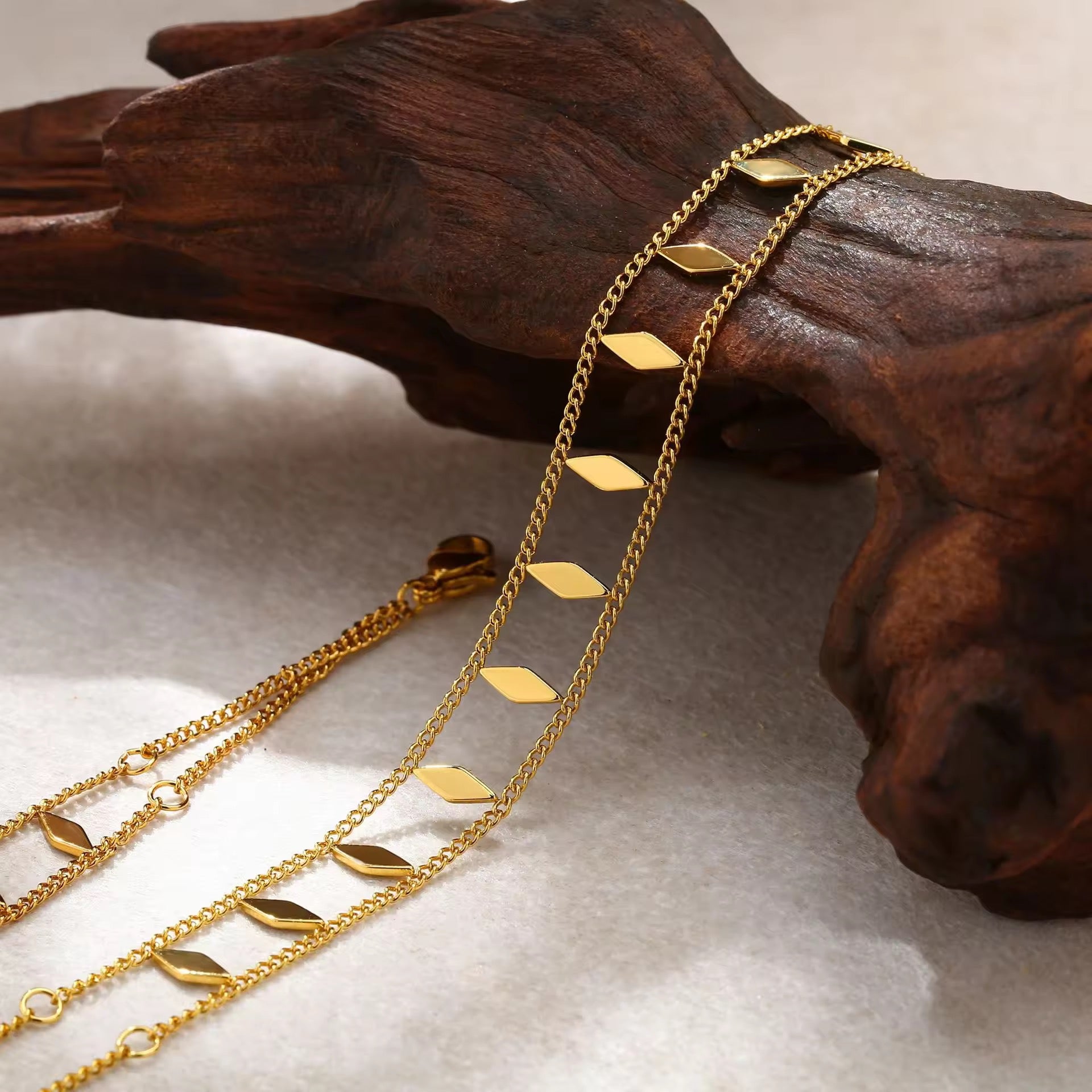 18K Gold Plated Double-Layer Diamond Station Bracelet