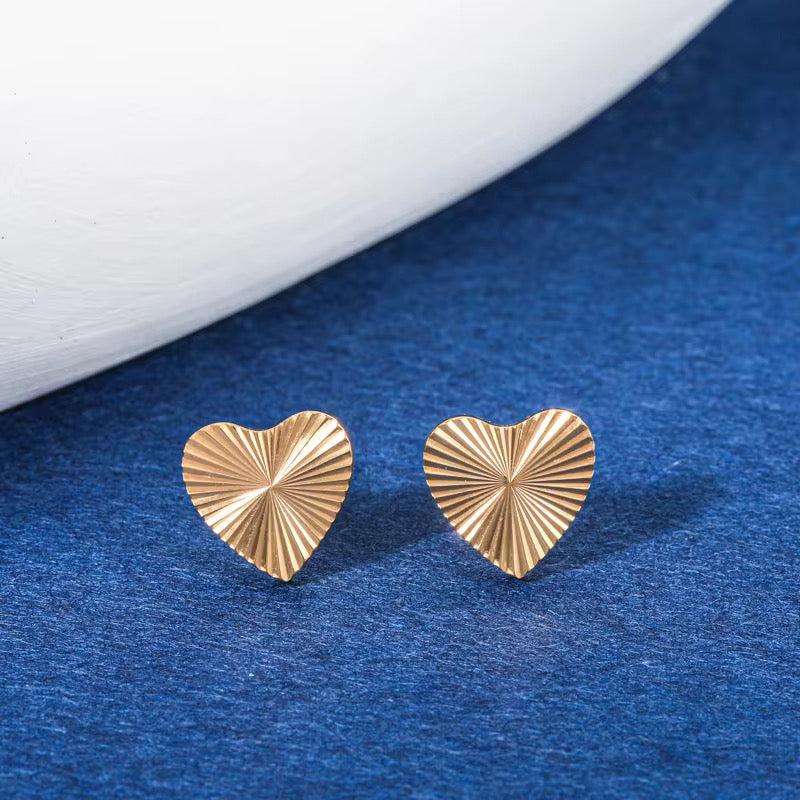 Gold Plated Heart-Shaped Stud Earrings