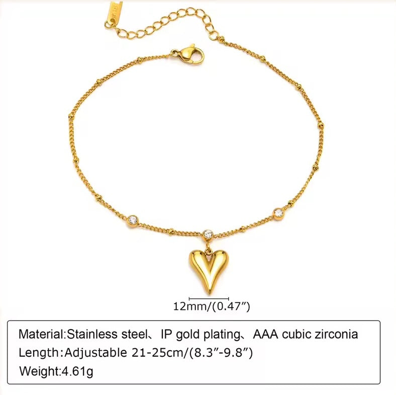 Gold Plated Delicate Heartlet Anklet