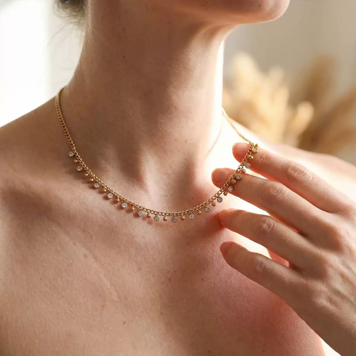 Crystal Fringe Chain Necklace