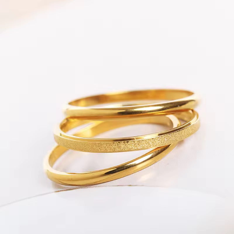 Gold Plated Glitter Trio Ring